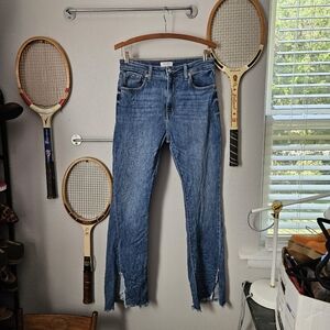 Artemis Vintage Jeans Flare Medium Wash Slit Hem Raw Edge 11/29